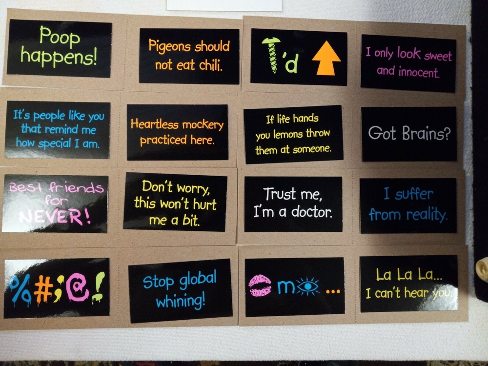 Wacky Rectangles – Funny Sayings – SET OF 16 Vending Stickers | Decals Humor