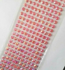 CraftbuddyUS 240 pcs x 8 mm Self Adhesive Faceted Round Gems,Color- AB Baby Pink