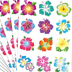 288Pcs Hibiscus Stickers Hawaiian Tropical Luau Stickers Hawaii Flower Self Adhe