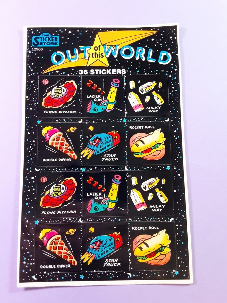 vintage 80’s The Sticker Store Out of this World sticker sheet