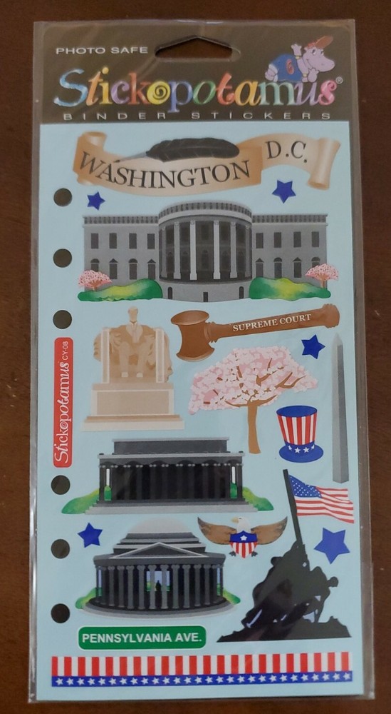 Stickopotamus binder stickers, WASHINGTON, DC NIP