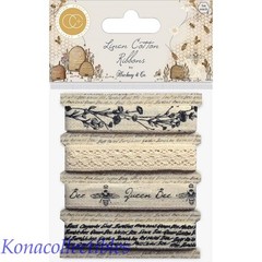 Craft Consortium Tell The Bees Cotton Linen Ribbon 4/Pkg