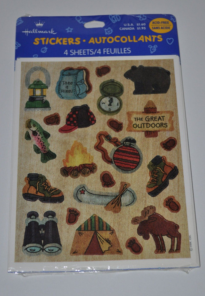 Vintage Hallmark Stickers NEW 4 Sheets The Great Outdoors Camping