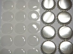 25 1 inch linerless Silver Chrome Bottle Caps & 25 3D Epoxy Dome Stickers