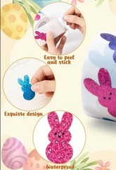 40 PCs ~1×1.2” Multicolor Holographic Glitter Easter Bunny Peep Shaped Stickers