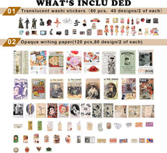 Draupnir 200Pcs Vintage Junk Journal Supplies,Scrapbook Supplies Scrapbooking Pa