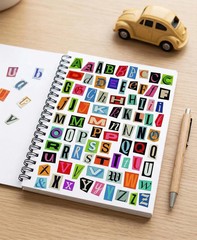 954Pcs 1-inch Waterproof Vintage Letter Stickers for Scrapbooking Supplies, Alph
