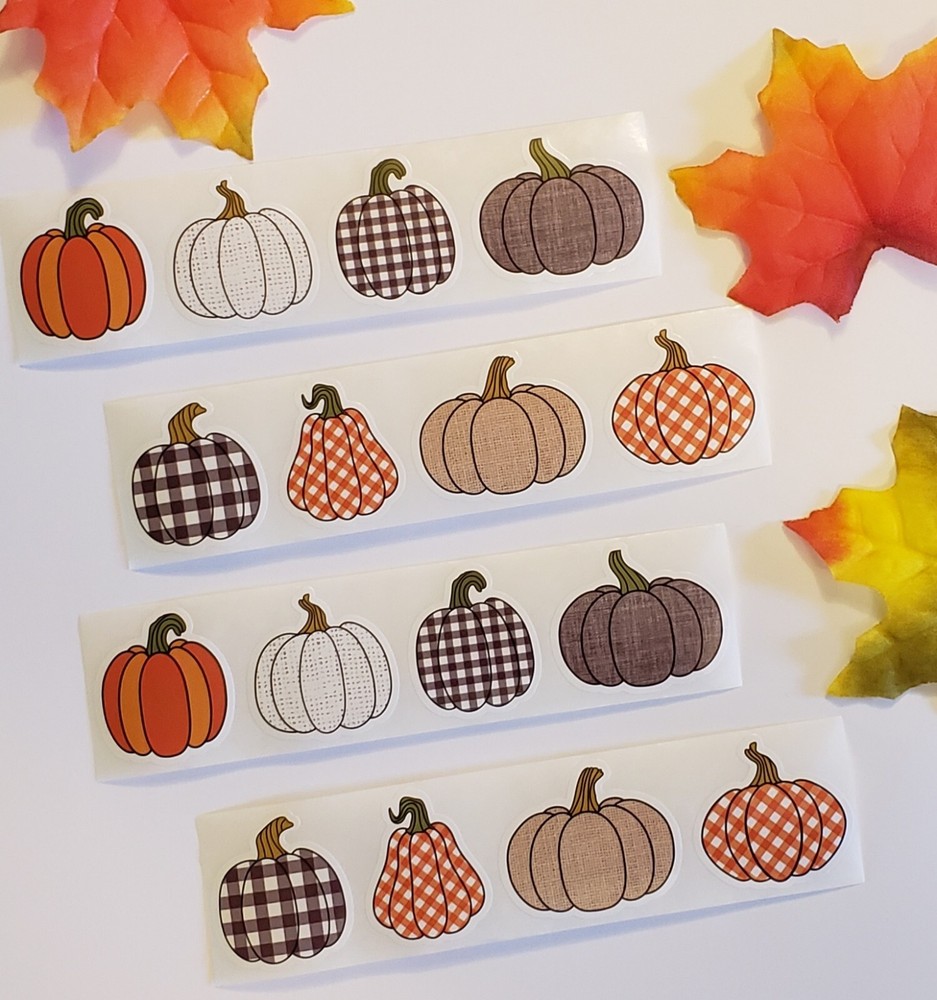 16 Plaid Pumpkin Stickers/Fall Stickers/Halloween Stickers/Country Pumpkin