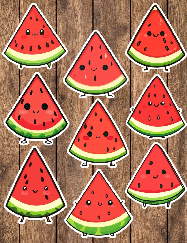 Cute Simple Watermelon Die Cut Stickers Set Scrapbooking Laptop Waterbottle