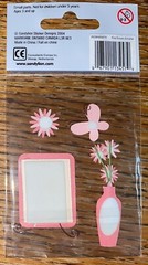 Essentials Pink White Layered Flowers In Vase Frame Butterflies Wedding Stickers