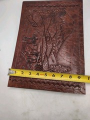 VTG Ecuador Hand Tooled Leather Photo Album Scrapbook 12×9 Landscape Scene
