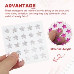 12 Sheet Star Gem Stickers 10mm, Self Adhesive Rhinestone Jewel Sticker 6 Colors
