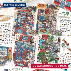 4PCS Foldable 3D Sticker Scene Book for Adults & Teens, DIY Isometric House Scen