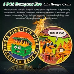5pcs Colorful Dumpster Fire Challenge Coin – This is Fine Mini Dumpster Fire …