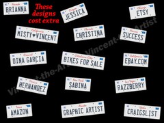 SMALL Custom License Plate Stickers with Name & State Decals Artwork Gift