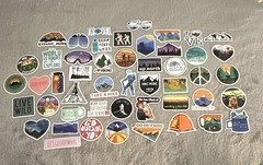 Set of 49 Vacation & Travel Stickers Lot for Outdoor Adventure Hiking Camping