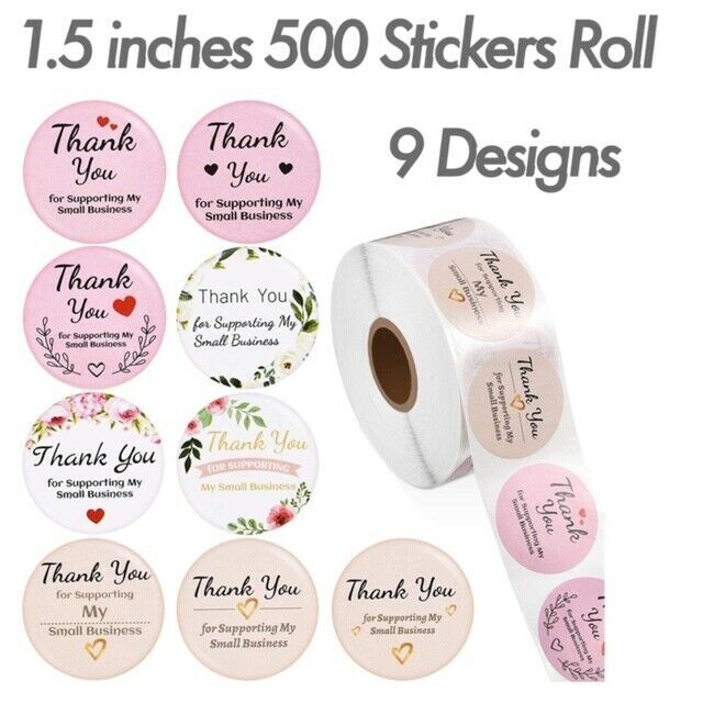 1.5″ Inch Thank You Stickers Thank You for Supporting My Small Business 9 Styles