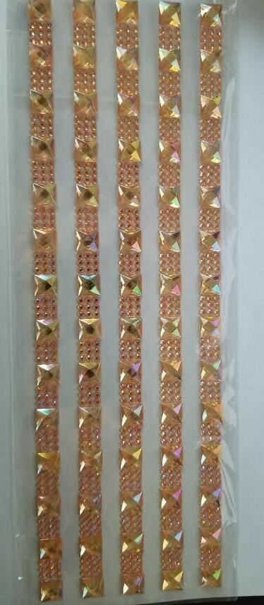 CraftbuddyUS 5 Self Adhesive Rhinestone Stripes, Color – AB ORANGE
