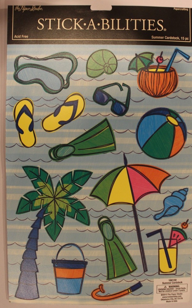 New Beach tropical Scuba cocktail umbrella Scrapbooking Stickers Paper Studio