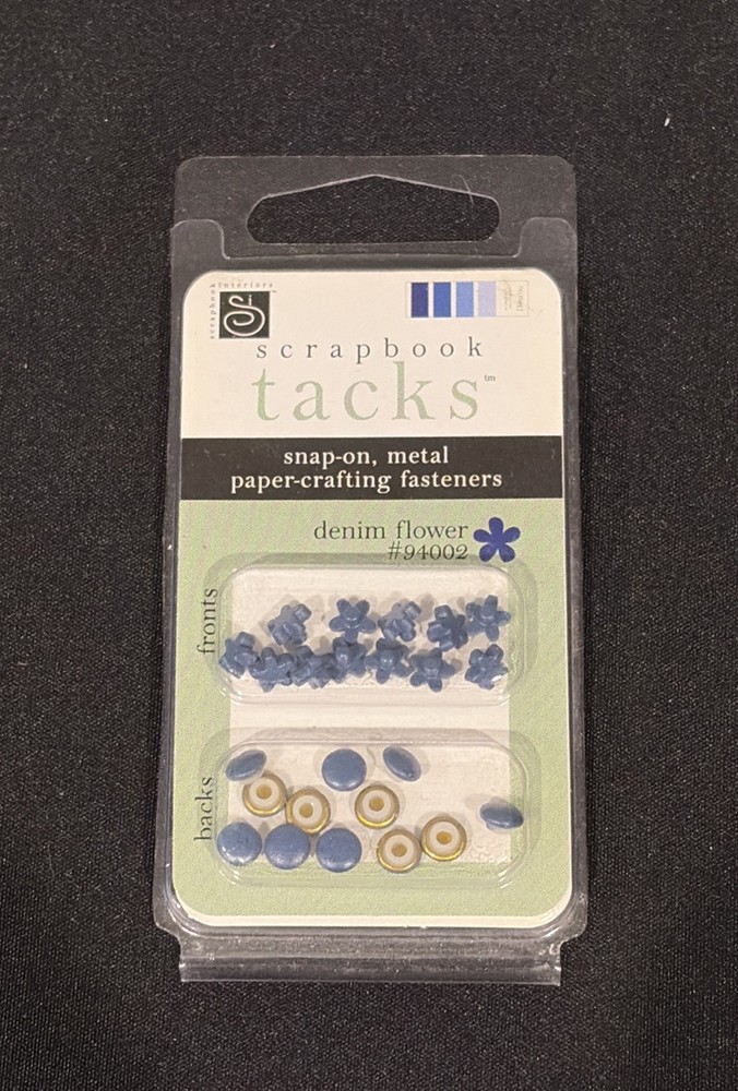 Chatterbox Denim Flower Scrapbook Tacks Snap-On Fasteners 12 Ct New Retired Rare
