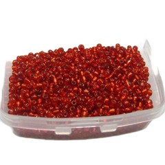 4000 pcs Red Color Glass Beads 2mm Silver Foil lined + Storage Box Jewelry