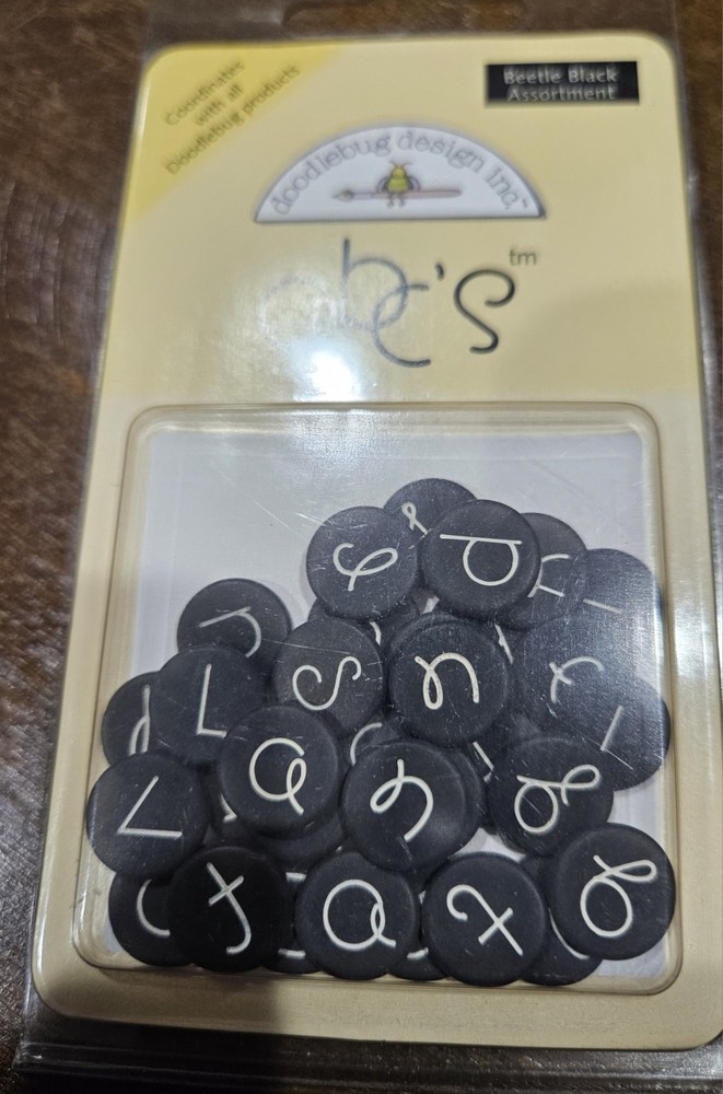 doodlebug design abc’s round for crafts Black Matches beetle black design