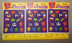 3 Packs Vintage Flags, Soccer Ball Stickers (1/2″ to 1″) 288 Stickers – new