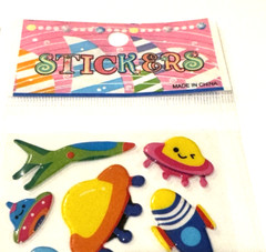 Plane UFO Stickers Planet Car Bus Tractor Scrapbook Card Craft Lot of 2 NEW READ