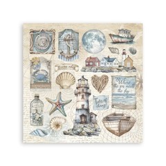 Stamperia – SILENT SEA – MATT STICKERS – 16.5 cm x 16.5 cm – Sea Shells, Horse
