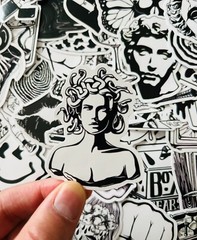 50 Gothic Witchy Laptop Stickers Pack Skull Tattoo Dark Emo Punk Decals Black