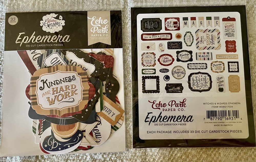 Echo Park Paper WITCHES AND WIZARDS Ephemera Pieces~NICE~Quick Ship!