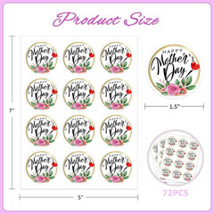 72PCS Happy Mother’S Day Labels Stickers – 1.5″ Floral Mothers Day Gift Tags Wat