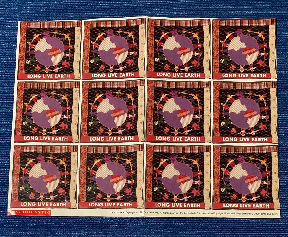 Vintage 1993 Long Live Earth Scholastic Book Sticker Sheet Meighan Morrison 988A