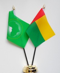 African Union & Guinea-Bissau Double Friendship Table Flag Set