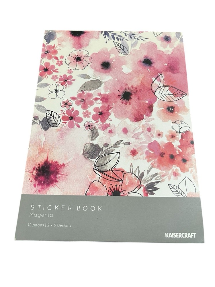 Kaisercraft Magenta Sticker Book, 6 Designs/2 Each Floral Flowers Pink