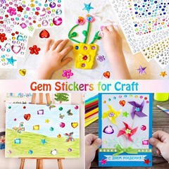 2168pcs Gem Stickers Rhinestones for Crafts, Sparkling Cute Star Heart Round …