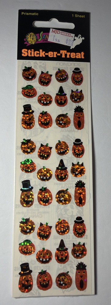 90s Sandylion Halloween Stick-er-Treat Prismatic Jack O Lantern Pumpkin Stickers