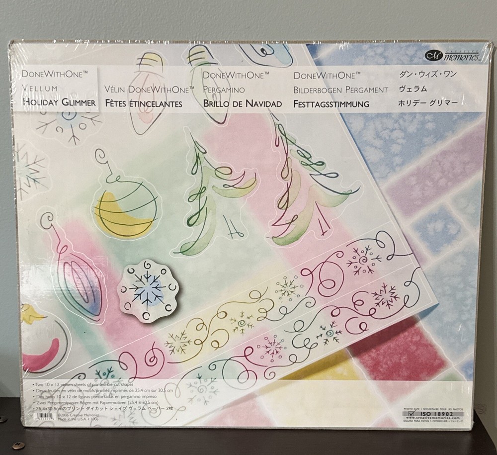Creative Memories Done with One Holiday Glimmer Vellum 10×12 New