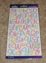 EK Success Sticko Small Alphabet Sticker ~ Trendy Pastel Glitter Mural Script