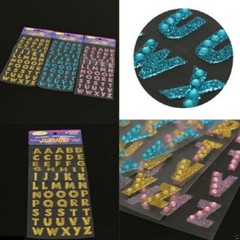55pcs Letter A-Z Alphabet Glitter Self Adhesive Crystals Stickers Stick On DIY