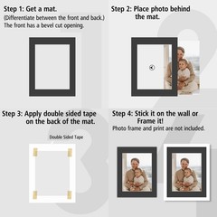 11×14 Picture Mat Black Acid Free for 8.5×11 Photos – Bevel Cut 8×10.5 Opening