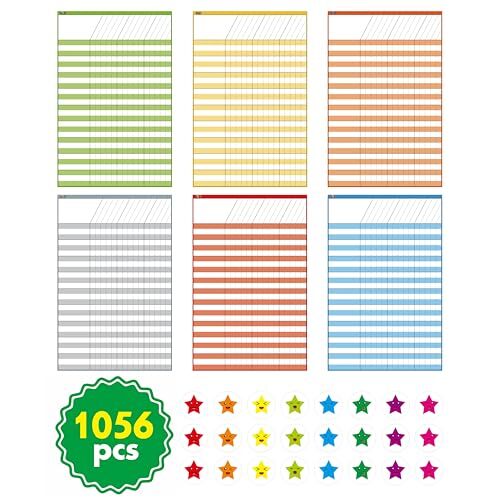 6 Pack Dry Erase Incentive Chart 6 Multi-Color Tracking Chart with 1056 Rewar…