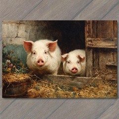 STICKER Farm Piglets Barn Door Hay Straw Pastoral Homestead Country Barnyard