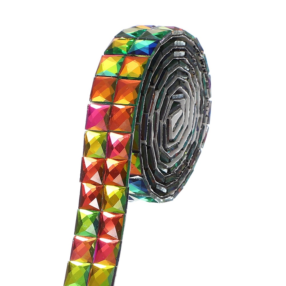 0.79 Inch x 1 Yard Crystal Rhinestone Sticker Ribbon, Multicolor