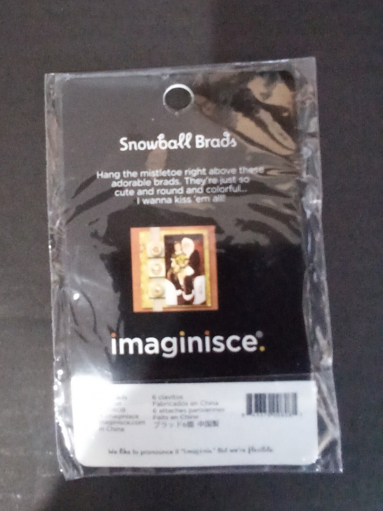 Imaginisce snowball brads 6pcs ,Christmas Peace