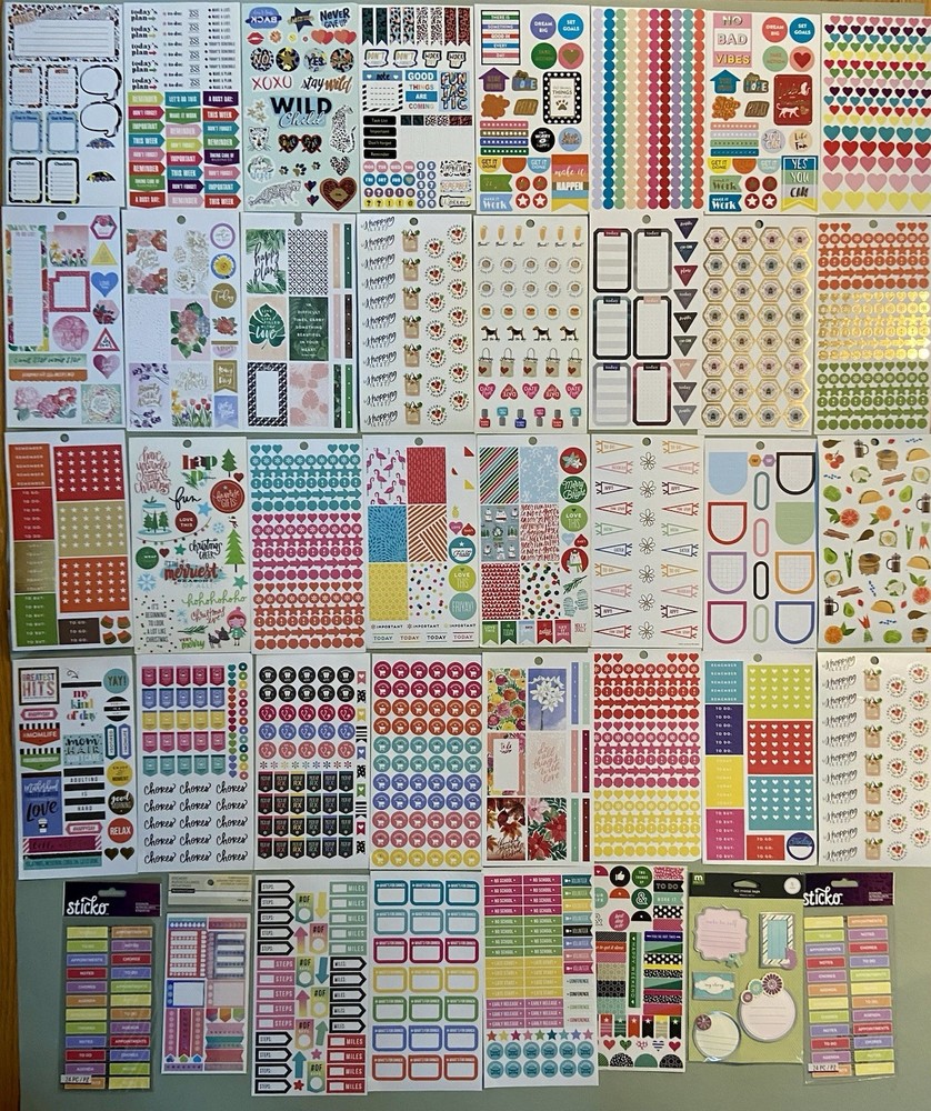 Lot Of 44 Sheets Happy Planner, Recollections, Sticko!
