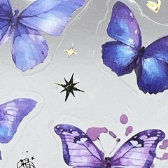Purple Butterfly Flower Stickers 2 Sheets Spring Junk Journals Collage Scrapbook