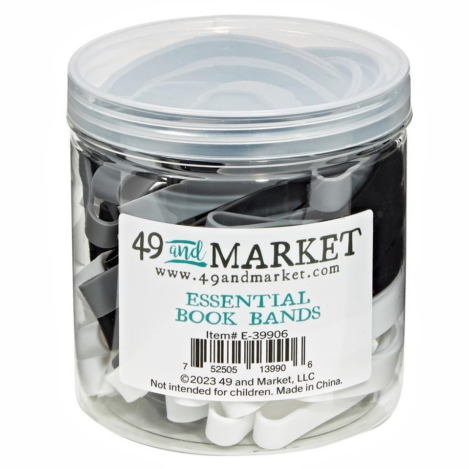 49 AND MARKET – 24 PCS. – ESSENTIAL BOOK BANDS – BLACK , GRAY , WHITE