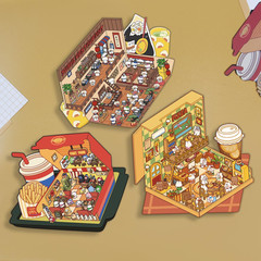 DIY 3D Stickers Scene Set, 3 Sets Cartoon House Stickers – Food Theme
