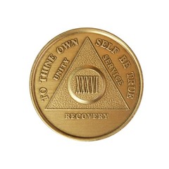 36 Year AA Medallion Traditional Bronze Raised Center Sobriety Token Chip